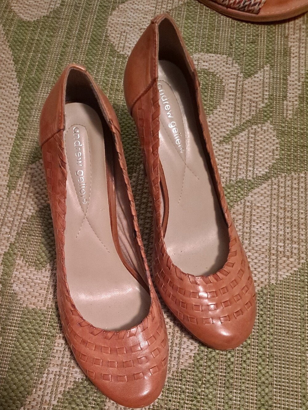 Andrew Geller Brown Woven Leather Pumps